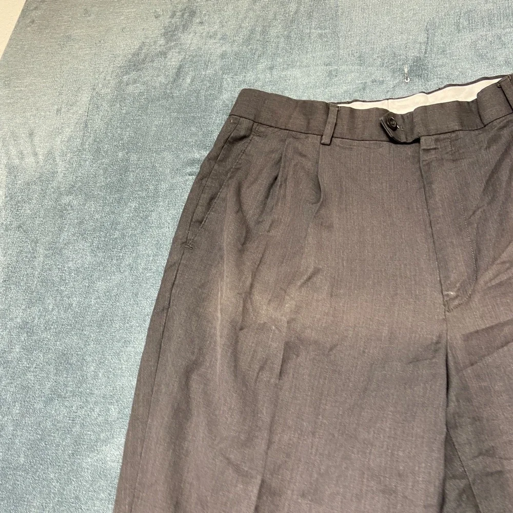 Braggi By Louis Raphael Dress Pants Mens 31x29.5 Brown Pleated Hem Cuffed Hem